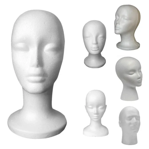 1pcs Female Styrofoam Foam Mannequin Manikin Head Model Hat Glasses Wig Display Male White Foam Mannequin Head Holder Stand Rack - Image 4