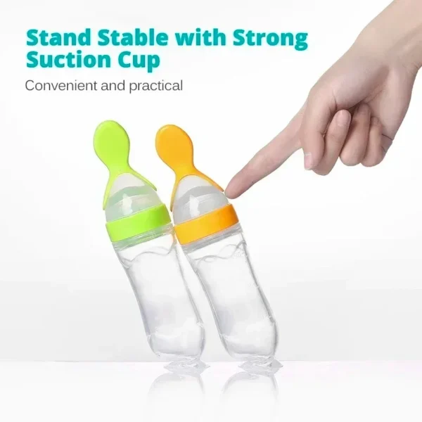 Baby Food Feeder, Silicone Baby Food Dispensing Spoon, 3 Oz Squeeze Feeding Spoons with Suction Cup for Boys Girl Kids Toddlers - Image 2