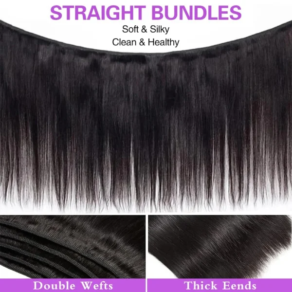 250% Density 4Pcs Bone Straight Human Hair Bundles 38 48 Inch Human Hair Bundles Virgin Hair Weave Bundles Remy Hair Extensions - Image 3
