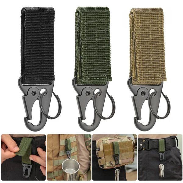 Outdoor Carabiner Keychains Camping Equipment Nylon Hook Carabiner Tactical Military Molle System Hook Belt Keychain - Image 2