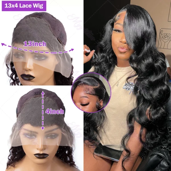 13x6 HD Transparent Body Wave Lace Frontal Human Hair Wig 30 40 Inch 13x7 Lace Front Wig 250 Density 6x6 Glueless Closure Wigs - Image 8
