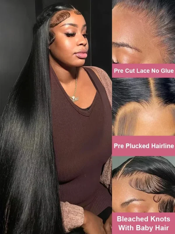 30 Inch Bone Straight Lace Front Wigs Human Hair 13x6 250 Density Hd Lace Frontal Wig 13x4 Brazilian Hair Pre Plucked For Women - Image 4