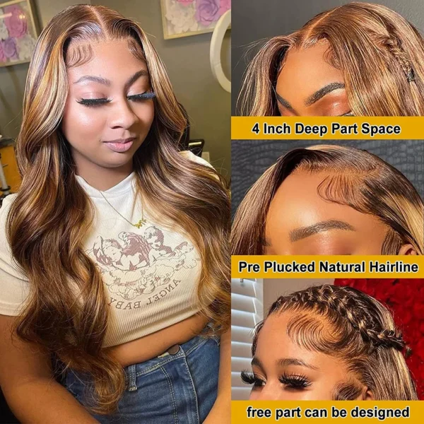 Highlight Wig Human Hair Blonde Body Wave 13X6 Hd Lace Frontal Colored Wig 13X4 Transparent Lace Front Human Hair Wig 30 36 Inch - Image 2