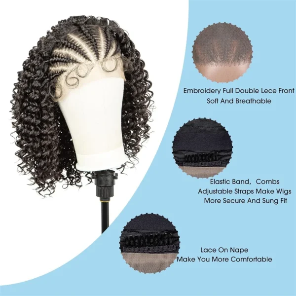 13x4 Lace Braid Wigs Human Hair Afro Kinky Curly Lace Front Wigs for Women Natural Black 250% Density Brazilian Remy Hair 16inch - Image 5
