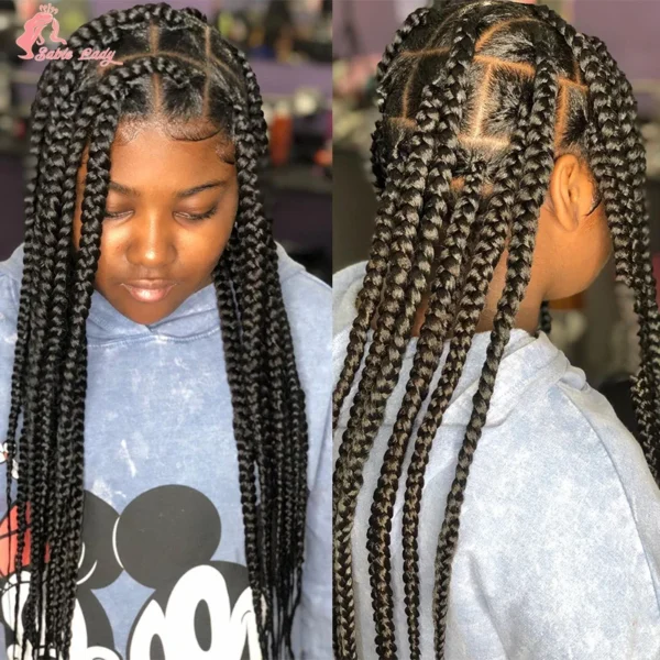 Synthetic Full Lace Wigs Jumbo Box Braids Wig Lace Front Wig Knotless Braids Wig Black Women Long 36“ Cornrows Box Braided Wigs - Image 14
