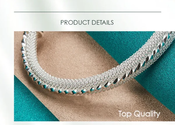 DOTEFFIL 925 Sterling Silver Woven Mesh Bangle Bracelet For Woman Man Wedding Engagement Fashion Charm Party Jewelry - Image 13