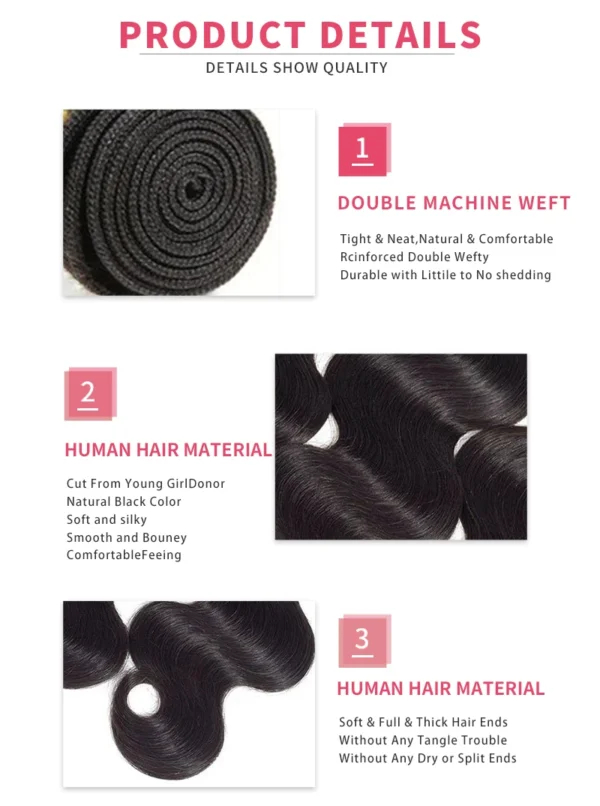 Body Wave Bundles Human Hair Brazilian Hair Weave Bundles 100% Natural Black Human Hair Extensions 1 3 4 PCS Bundles - Image 11