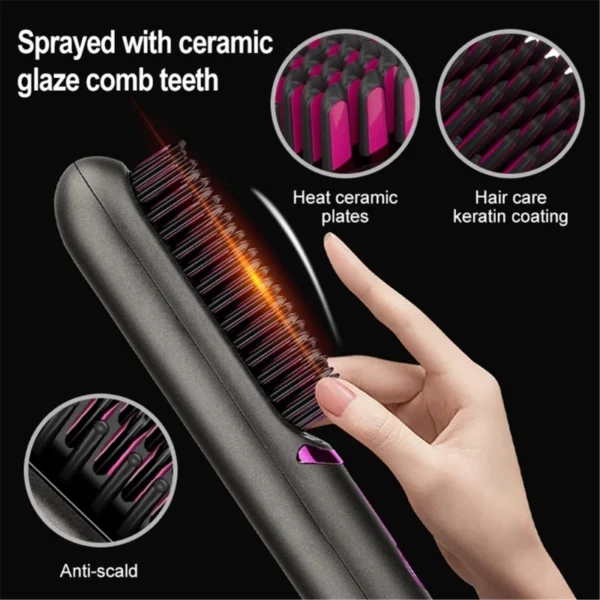 Cordless Hair Straightener Brush Portable Straightening Brush Travel Comb Straightener Women Lightweight Rechargeable - Image 10