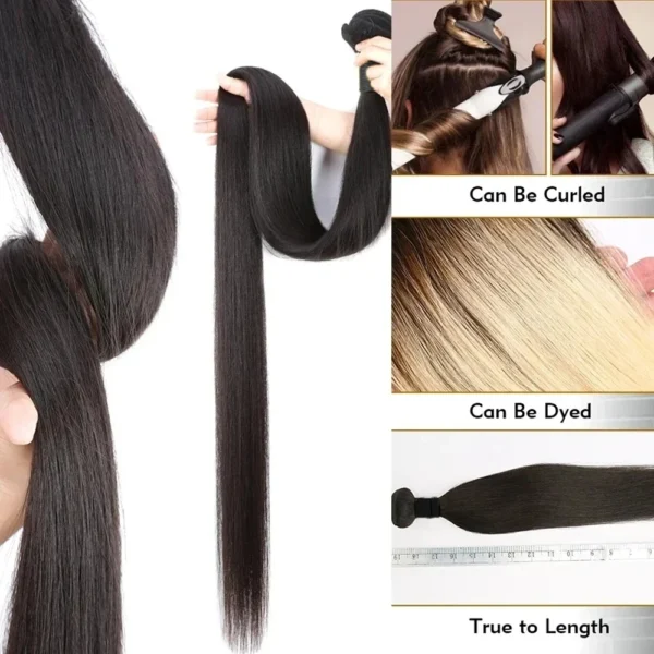 Rosabeauty Hair Straight 28 30 32 40 Inch Lace Closure 100% Natural Human Hair Bundles Deal Brazilian Remy Hair For Women - Image 8