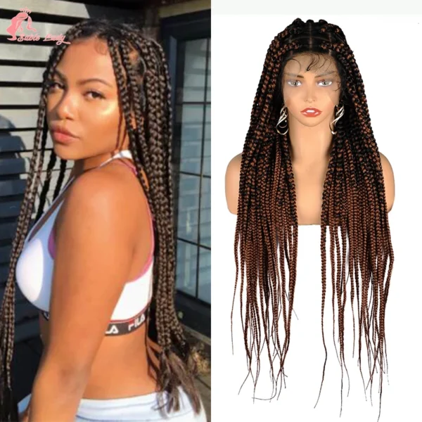 Synthetic Full Lace Wigs Jumbo Box Braids Wig Lace Front Wig Knotless Braids Wig Black Women Long 36“ Cornrows Box Braided Wigs - Image 24