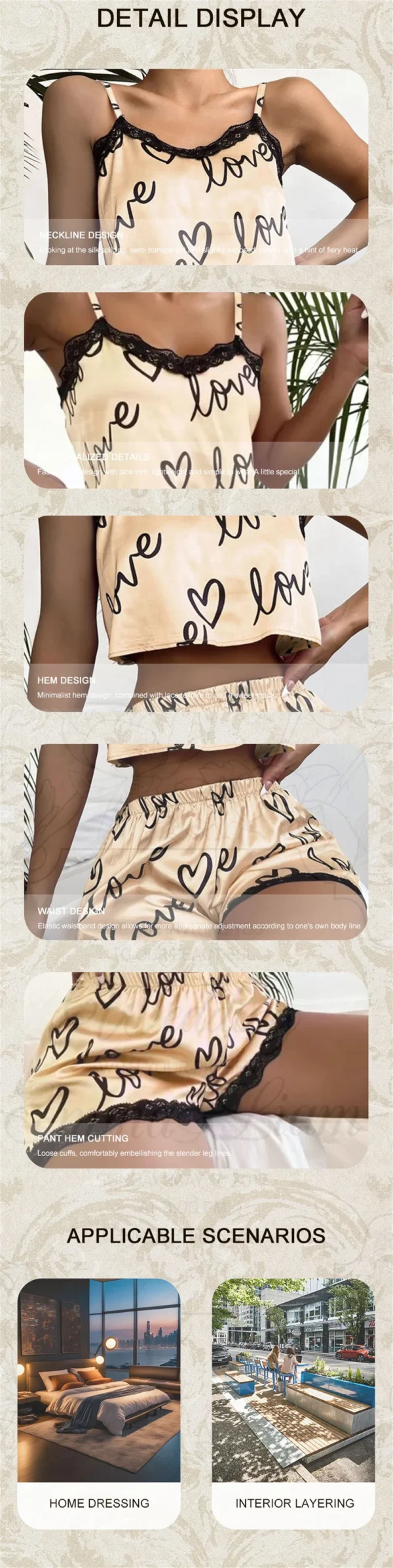 2 Pieces Set Women'S Pajama Shorts Suit Homewear Print Underwear Pijama Sexy Lingerie Camisoles Tanks Nighty Ladies Sleepwear - Image 11