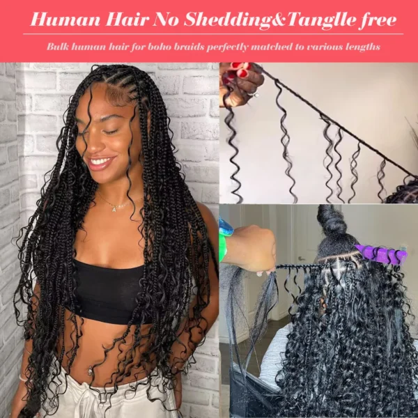Human Braiding Hair Deep Wave Bulk Human Hair 100g No Weft Human Hair Bundles Micro Human Braiding Hair for Boho Braids - Image 4