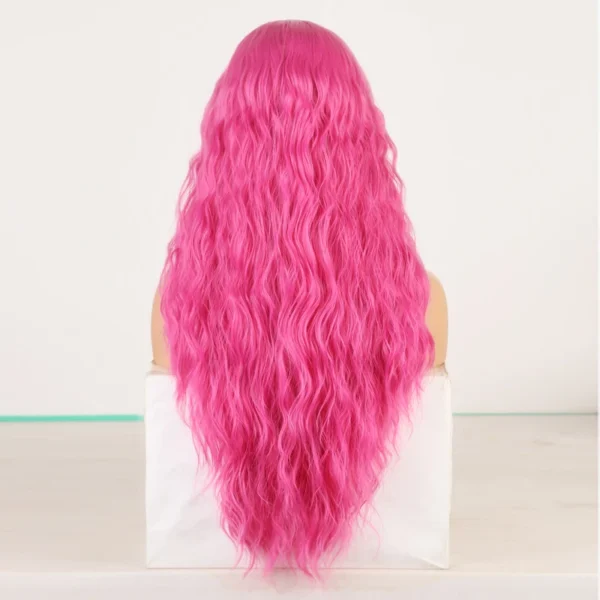 Light Blue Wig Synthetic Lace Front Wig Free Long Loose Curly Lace Wigs Glueless Synthetic Hair Wig Blue Cosplay Wig - Image 17