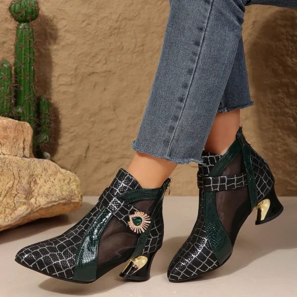 Spring and Summer New High Heel Mesh Boots Hollow Mesh Sandals Thick Heel Fashion Women's Shoes Women's Sandals - Image 18