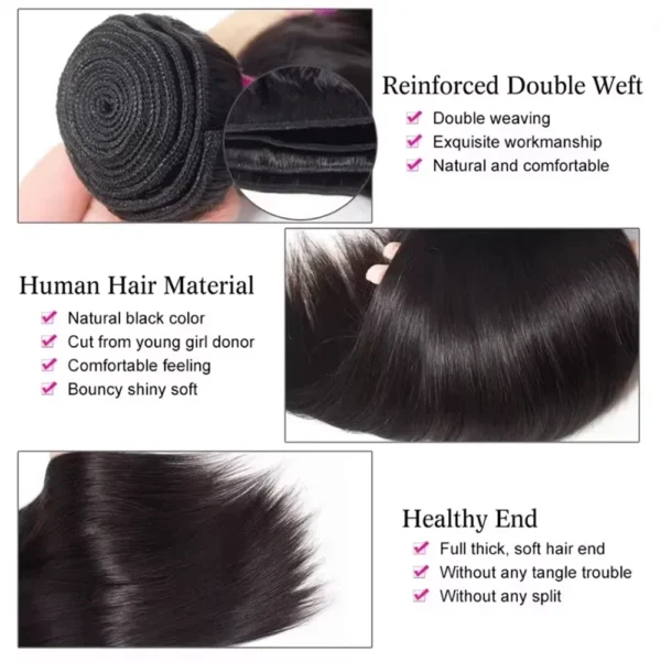 250% Density 4Pcs Bone Straight Human Hair Bundles 38 48 Inch Human Hair Bundles Virgin Hair Weave Bundles Remy Hair Extensions - Image 4