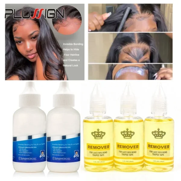 Plussign Wig Glue With Remover Super Lace Glue For Lace Wigs/Toupee/Closure Hair Glue Remover Wig Installation Kit - Image 17