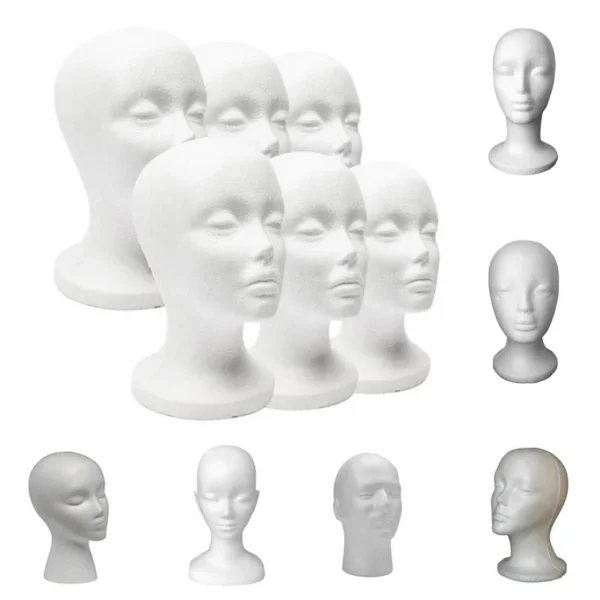1pcs Female Styrofoam Foam Mannequin Manikin Head Model Hat Glasses Wig Display Male White Foam Mannequin Head Holder Stand Rack - Image 11