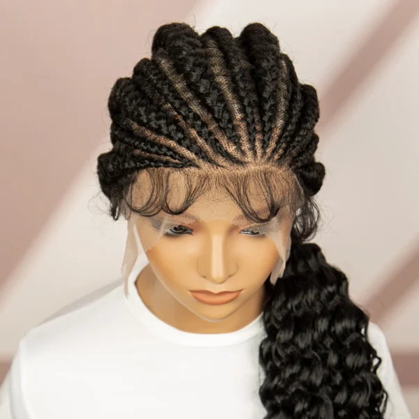 African Black Women Braided Wigs Double Lace Cornrow Braided Wig with Baby Hair Full Lace Frontal 30 Inch Natural Braiding Hair - Image 13