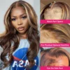 Highlight 13x6 Lace Frontal Wig Human Hair Body Wave 13x4 Hd Lace Front Wig For Women 4/27 Blonde Ombre Brown Colored Wig 36Inch - Image 5