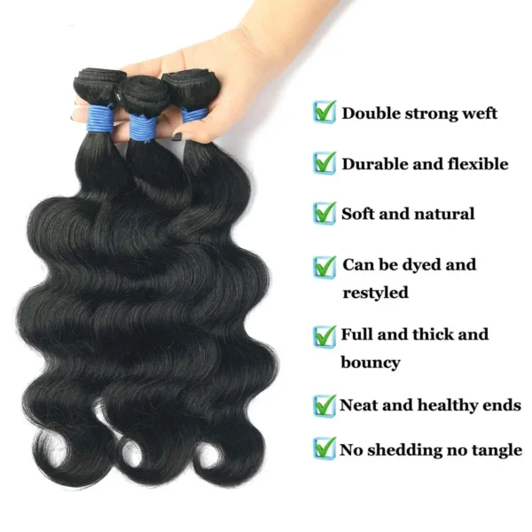 38 40 Inch Body Wave 3 4 Bundles Brazilian Remy 100% Unprocessed Human Hair Wavy Doule Drawn Bundles Weave Extensions - Image 4
