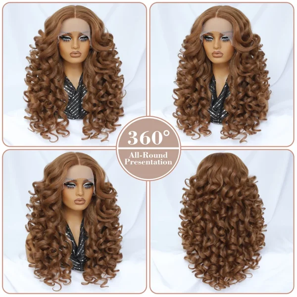 24 Inch Synthetic Lace Front Wigs For Black Women Curly Afro Lace Wigs for Afro Women Chocolate Brown Lace Front Wigs For Woman - Image 3