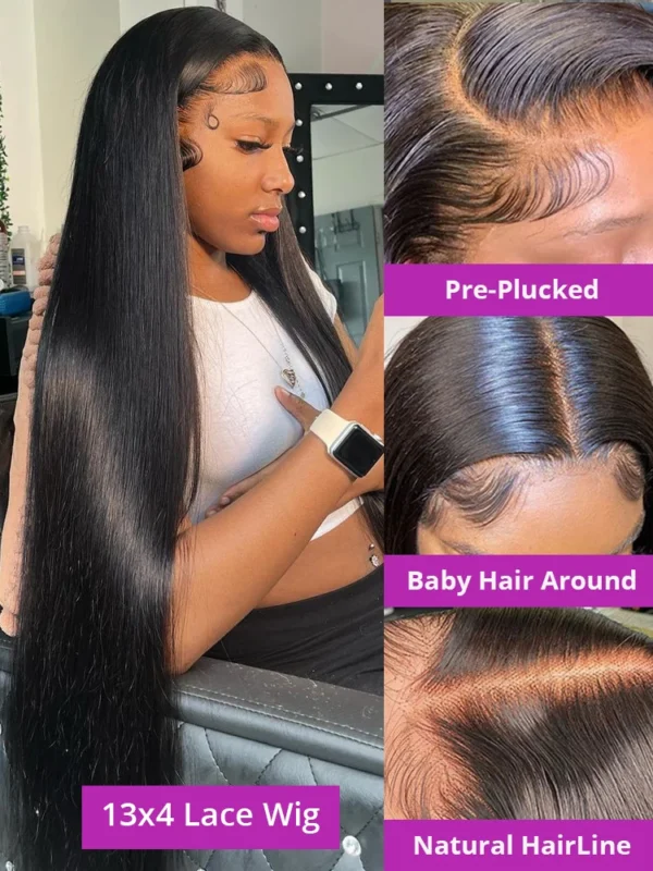 250 Density 13x6 Bone Straight Hd Lace Front Wig 40 46 50 Inch 13x4 Lace Frontal Human Hair Wigs For Women Brazilian Hair Wigs - Image 3