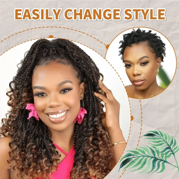 8 Packs Synthetic 12 Inch Goddess Box Braids Crochet Hair Boho Box Braids With Curl Ends Hair Extensions for Women Black - Image 15