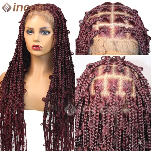 36 Inches Synthetic Lace Braided Wigs Butterfly Braids Lace Wig For Black Women Braid Wigs On Sale Clearance Box Braids Lace Wig - Image 28
