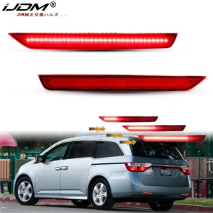 2pcs Red Rear Bumper Reflector Lights For Honda Odyssey Tail,Brake & Rear Fog Lamps,Sequential Turn Signal Light 2011-2017