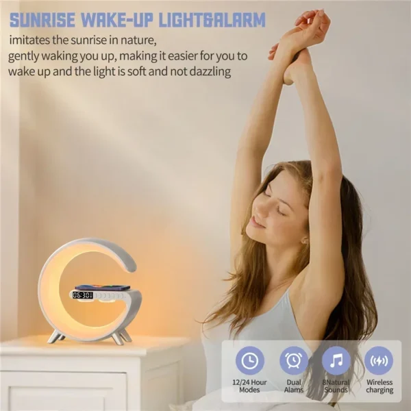Original Big G  Wireless Charger Stand LED RGB Light 15W Desk Lamp Speaker APP Control For iPhone Samsung Fast Charging Station - Image 3