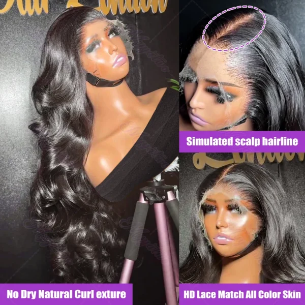 13x6 HD Transparent Body Wave Lace Frontal Human Hair Wig 30 40 Inch 13x7 Lace Front Wig 250 Density 6x6 Glueless Closure Wigs - Image 4