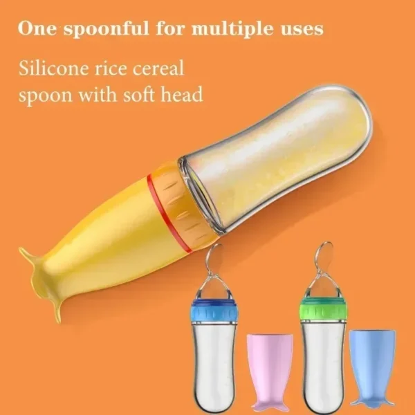 Baby Food Feeder, Silicone Baby Food Dispensing Spoon, 3 Oz Squeeze Feeding Spoons with Suction Cup for Boys Girl Kids Toddlers - Image 5