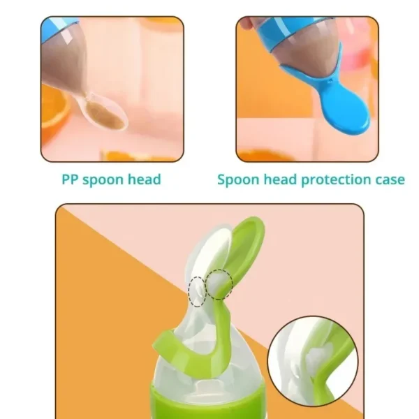 Baby Food Feeder, Silicone Baby Food Dispensing Spoon, 3 Oz Squeeze Feeding Spoons with Suction Cup for Boys Girl Kids Toddlers - Image 3