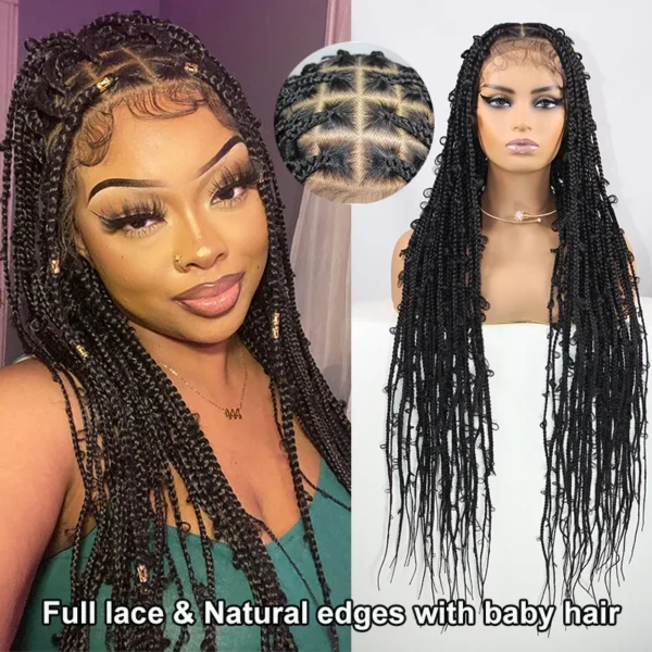 36 Inches Synthetic Lace Braided Wigs Butterfly Braids Lace Wig For Black Women Braid Wigs On Sale Clearance Box Braids Lace Wig - Image 20