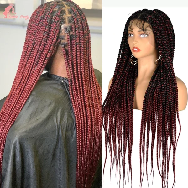 Synthetic Full Lace Wigs Jumbo Box Braids Wig Lace Front Wig Knotless Braids Wig Black Women Long 36“ Cornrows Box Braided Wigs - Image 22