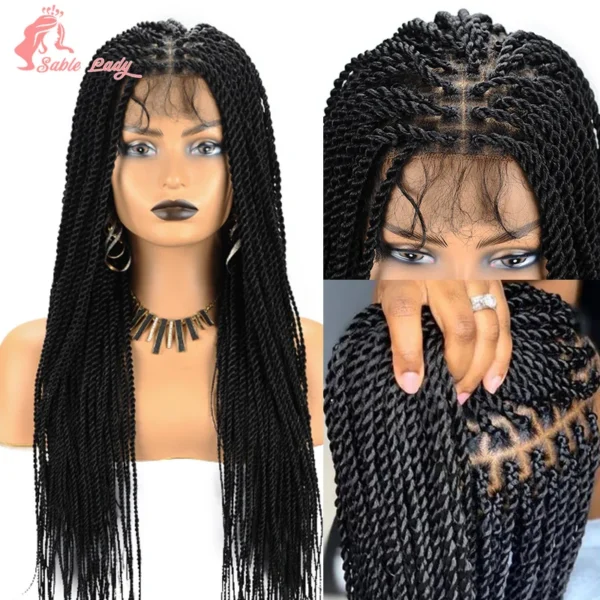 Long 36“ Synthetic Full Lace Wigs Twist Box Braided Wigs Lace Front Wig Knotless Braids Wig Black Women Cornrow Box Braided Wigs - Image 15