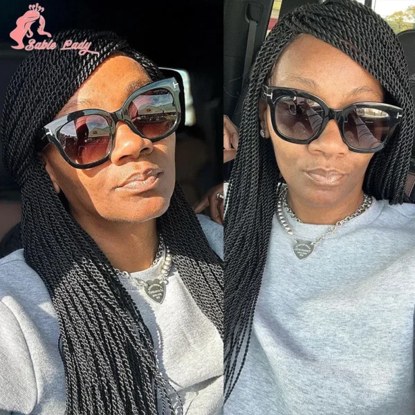 Long 36“ Synthetic Full Lace Wigs Twist Box Braided Wigs Lace Front Wig Knotless Braids Wig Black Women Cornrow Box Braided Wigs - Image 12