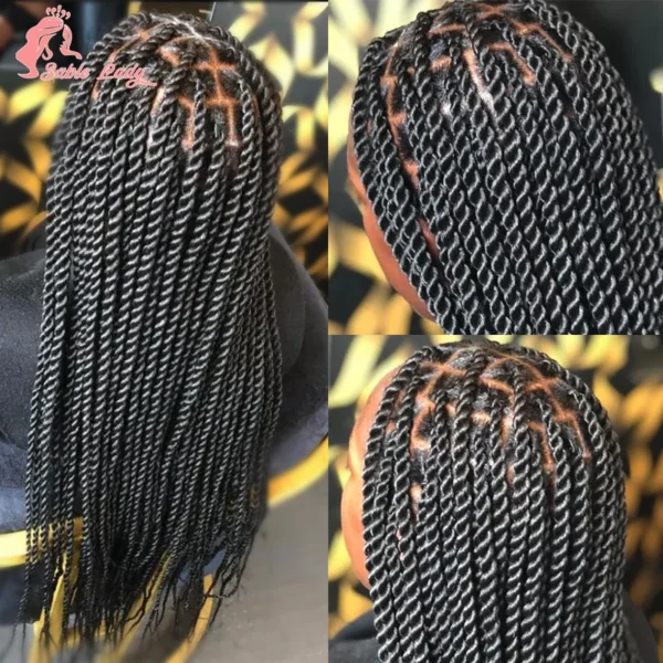 Long 36“ Synthetic Full Lace Wigs Twist Box Braided Wigs Lace Front Wig Knotless Braids Wig Black Women Cornrow Box Braided Wigs - Image 11