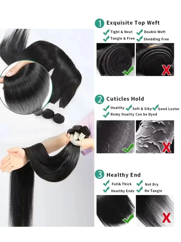 Rosabeauty Hair Straight 28 30 32 40 Inch Lace Closure 100% Natural Human Hair Bundles Deal Brazilian Remy Hair For Women - Image 5
