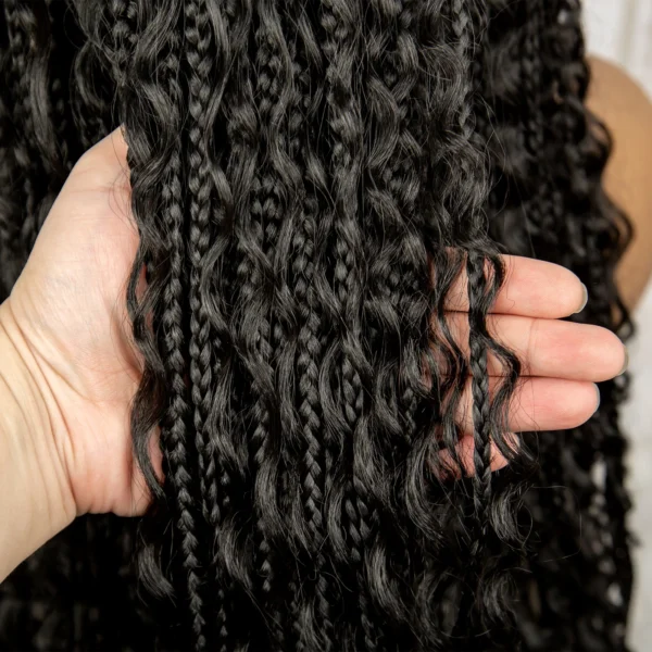 36 Inches Long Boho Braided Wigs with Baby Hair Synthetic Full Lace Knotless Box Braiding Wig with Curly Lace Frontal Wig - Image 19