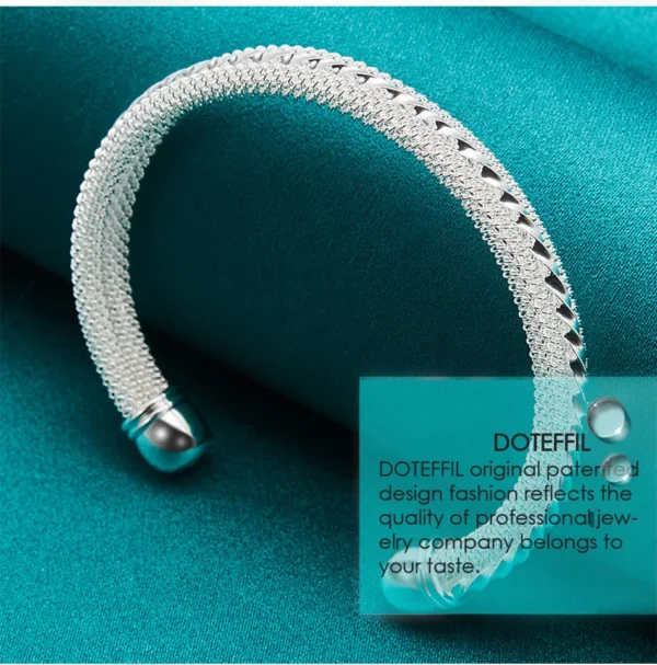 DOTEFFIL 925 Sterling Silver Woven Mesh Bangle Bracelet For Woman Man Wedding Engagement Fashion Charm Party Jewelry - Image 12