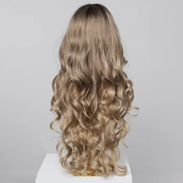 Loose Body Wave Synthetic Wigs Long Brown Blonde Ombre Wig with Bangs Wave Curl Wigs for Black Women Heat Resistant Daily Party - Image 19