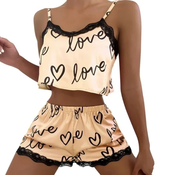 2 Pieces Set Women'S Pajama Shorts Suit Homewear Print Underwear Pijama Sexy Lingerie Camisoles Tanks Nighty Ladies Sleepwear - Image 7