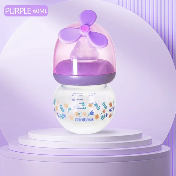 0-6 months newborn baby mini bottle, 60ml creative small windmill baby bottle, fall-proof and anti-colic PP bottle, BPA-free - Image 12