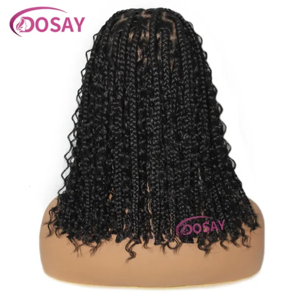 Synthetic Curly Wigs Short 360 Full Lace Boho Braids Wig 12 Inch Knotless Braided Wigs Goddess Box Braid Wig Pre-Pluck Baby Hair - Image 16