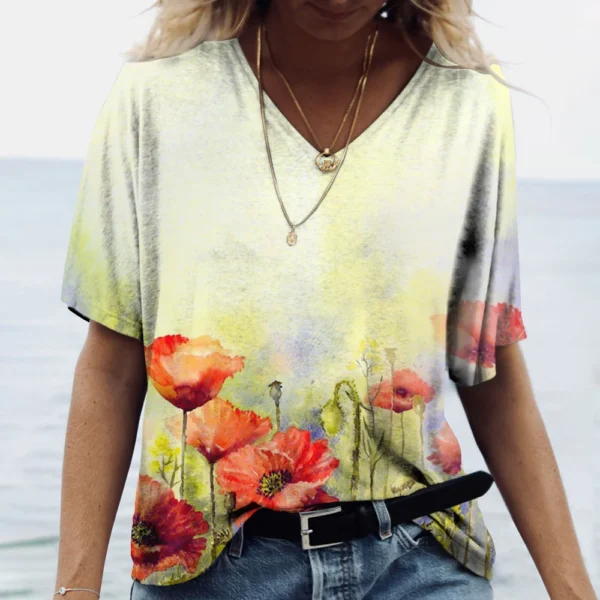 Fashion Floral Flower Graphics 3D Print T-Shirts Woman Summer T Shirt Streetwear Women's Y2K Tops Oversized Clothing Girls Tees - Image 18
