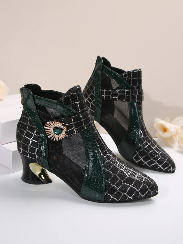 Spring and Summer New High Heel Mesh Boots Hollow Mesh Sandals Thick Heel Fashion Women's Shoes Women's Sandals - Image 12