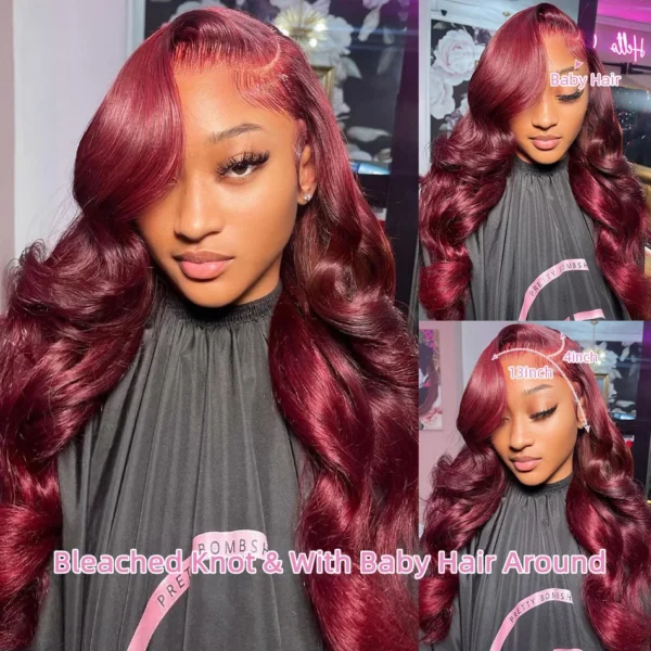 Wiggogo 30 Inch Hd Lace Wig 13X6 Hd Lace Frontal Wig 13X4 Red Lace Front Human Hair Wigs 99J Burgundy Body Wave Lace Front Wigs - Image 9