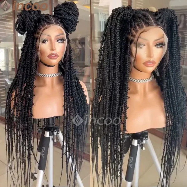 36 Inches Synthetic Lace Braided Wigs Butterfly Braids Lace Wig For Black Women Braid Wigs On Sale Clearance Box Braids Lace Wig - Image 8