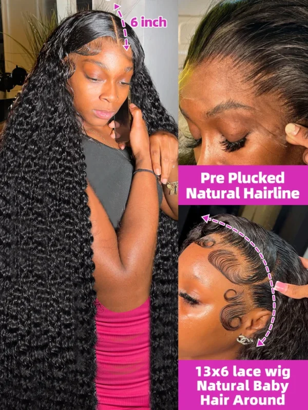 13x6 HD Transparent Loose Deep Wave Frontal Wig 250 Density 13x4 Lace Front Wig Human Hair Brazilian Raw 30 40 Inch Curly Wigs - Image 4
